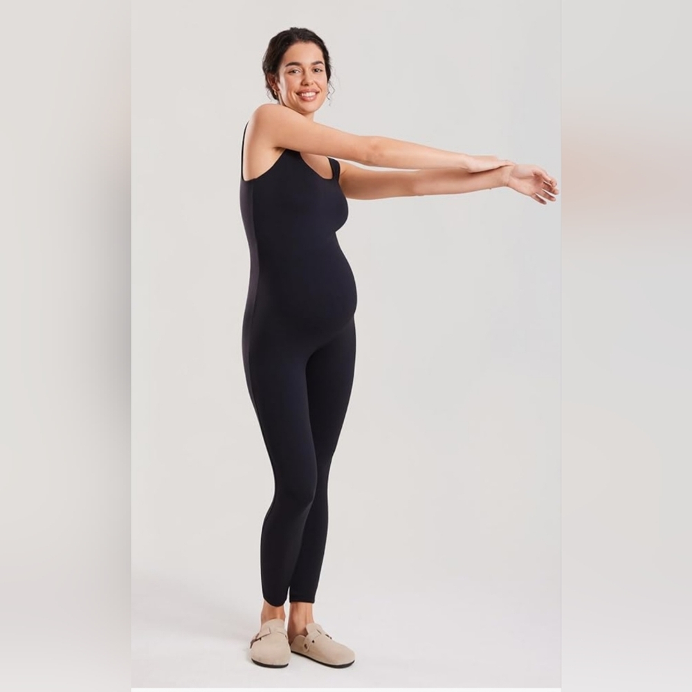 Blk Maternity Jumpsuit Workout Romper Seamless Leggings Bodysuit